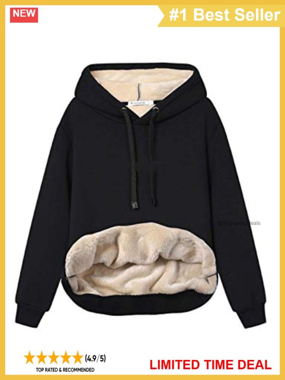 Womens Fleece Sherpa Lined Pullover Hoodie Kangaroo Pocket